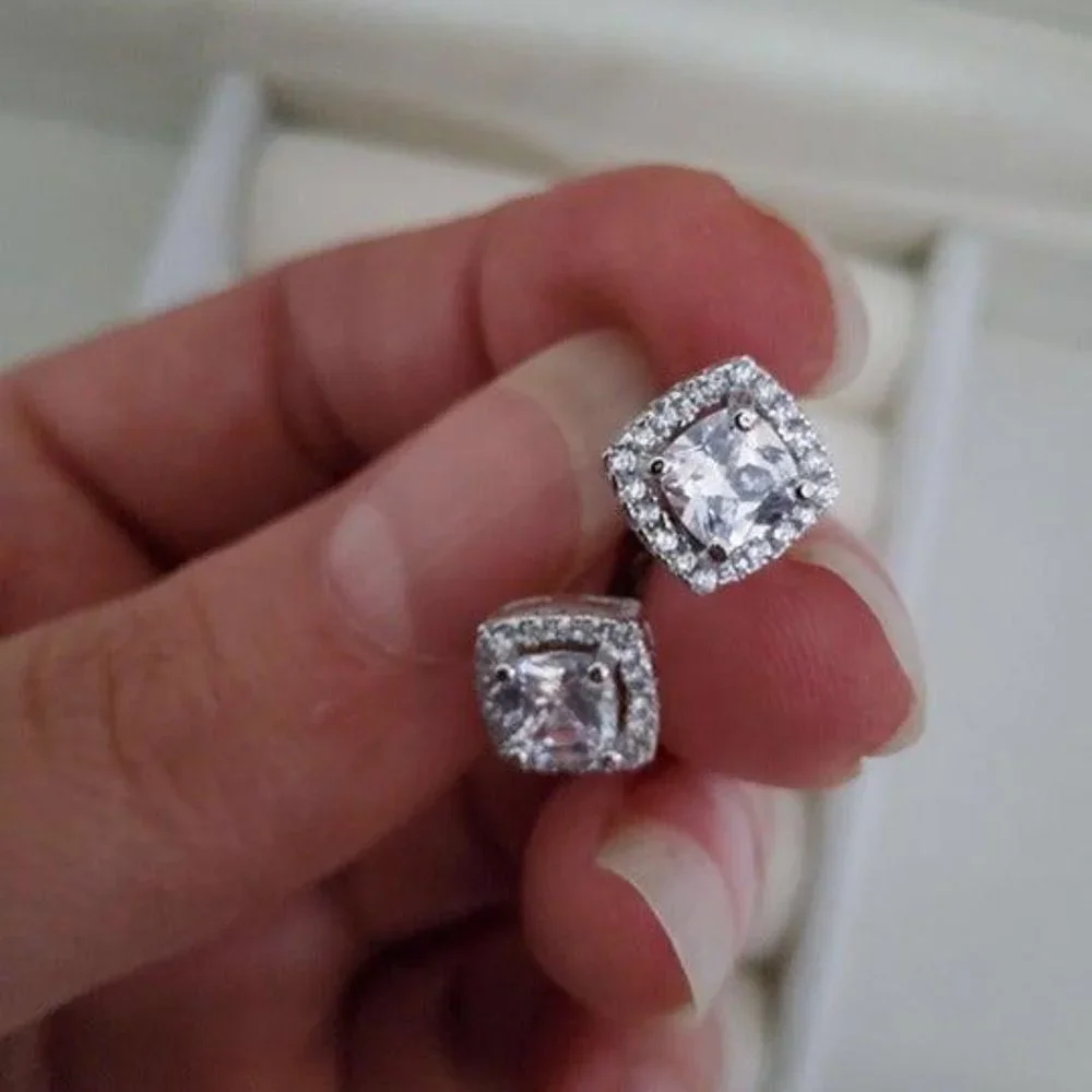 Halo Stud Earrings with Swarovski Elements - Picture 6 of 6